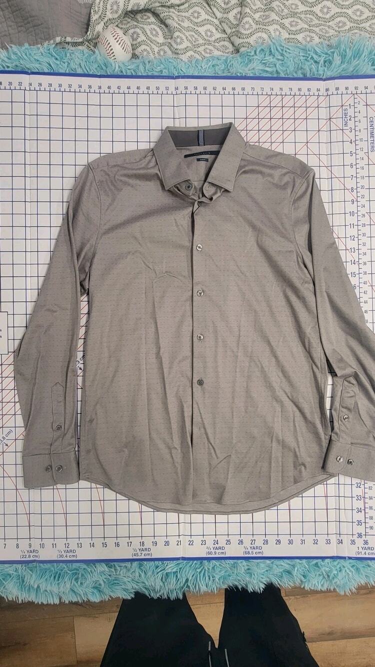 PERRY ELLIS GRAY COTTON SLIM FIT BUTTON DOWN SHIRT SIZE M NWT MSRP $69